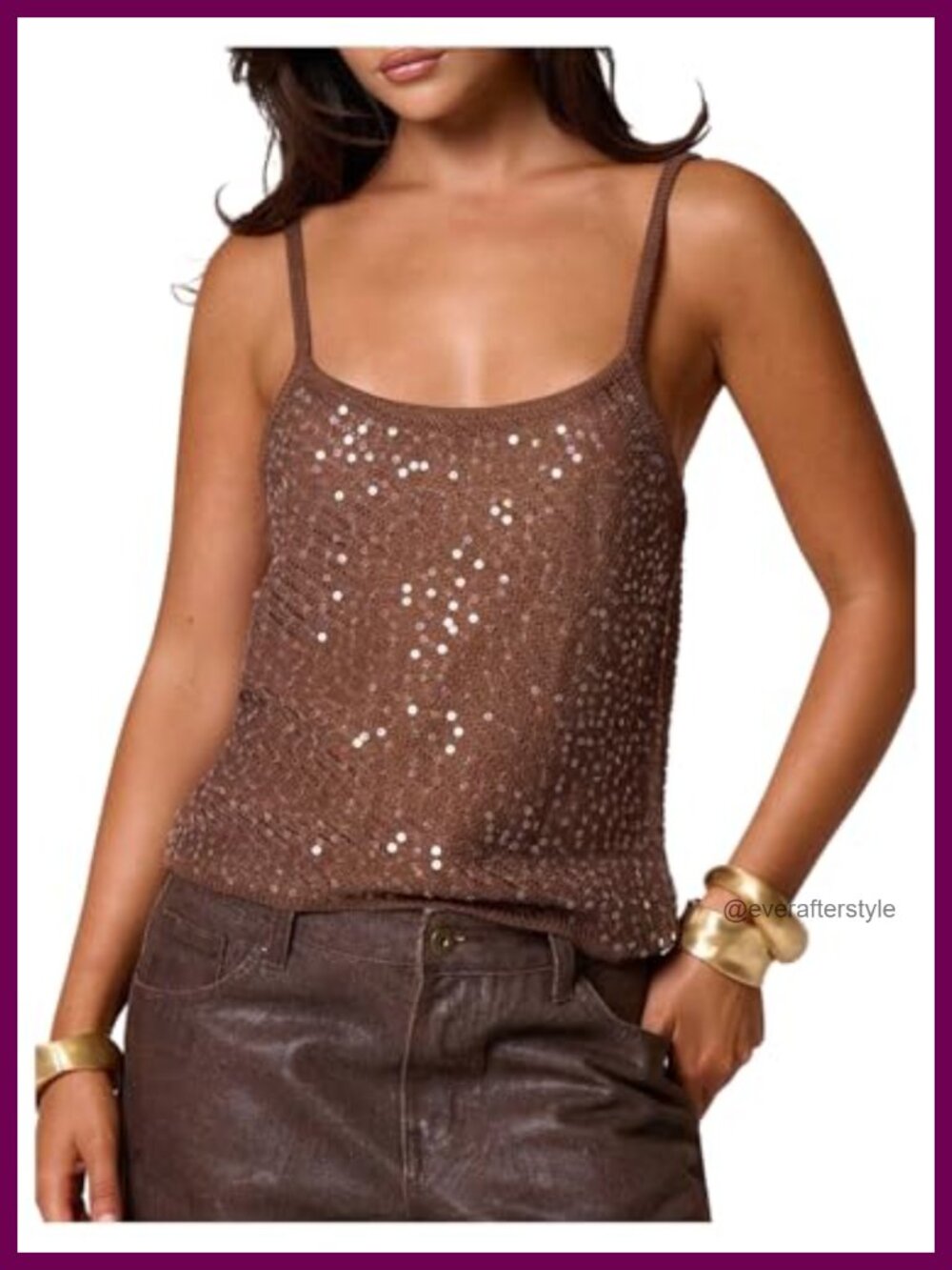 Sequin Sparkly Crochet Sleeveless Tank Top Going Out Party Top